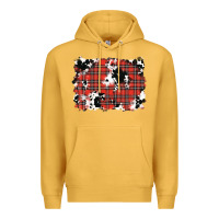 Mustard Christmas Plaid Cowhide Pattern Background Premium Hoodie - RanaPortraitStore