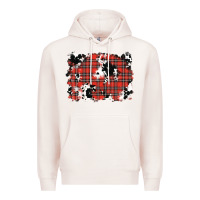 Pale Pink Christmas Plaid Cowhide Pattern Background Premium Hoodie - RanaPortraitStore