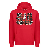 Red Christmas Plaid Cowhide Pattern Background Premium Hoodie - RanaPortraitStore