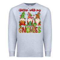 Heather Grey chillin with my gnomies Premium Sweatshirt - MaliasSmallBusiness