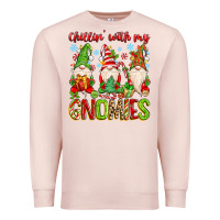 Pale Pink chillin with my gnomies Premium Sweatshirt - MaliasSmallBusiness