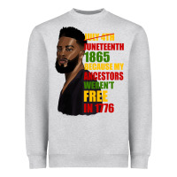 Heather Grey juneteenth 1885 because my ancestors weren't free in 1776 black man Heavyweight Sweatshirt - HRA Design Shop