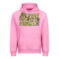 Fuchsia Pink Egg hunter with plate letters Easter Day Urban Hoodie - HowdyJamesFarm