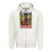 Oatmeal Heather cowgirl summer Zipper Hoodie - MaliasSmallBusiness