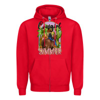 Red cowgirl summer Zipper Hoodie - MaliasSmallBusiness