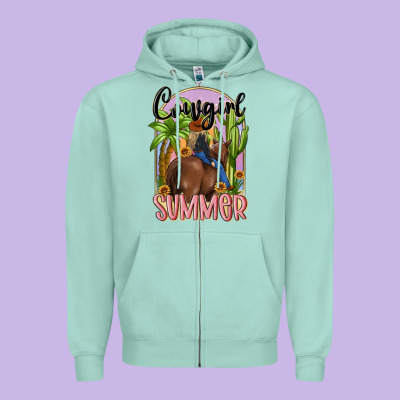Cowgirl Summer Zipper Hoodie Designed By Maliassmallbusiness