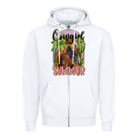 White cowgirl summer Zipper Hoodie - MaliasSmallBusiness