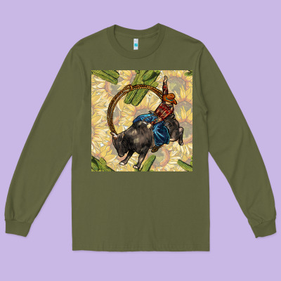 Rodeo Seamless Pattern Long Sleeve Tee Designed By Bundleandbundleshop