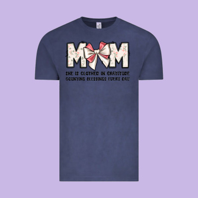 Mom She Is Clothed In Gratitude Counting Blessings Vintage Tee Designed By Jahusdesignshop