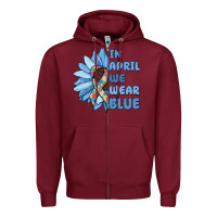Burgundy in april we wear blue Zipper Hoodie - MaliasSmallBusiness