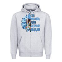 Heather Grey in april we wear blue Zipper Hoodie - MaliasSmallBusiness