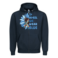 Navy in april we wear blue Zipper Hoodie - MaliasSmallBusiness