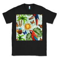 Black parrot in the sun seamless pattern Classic Tee - BundleAndBundleShop