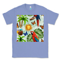 Colony Blue parrot in the sun seamless pattern Classic Tee - BundleAndBundleShop