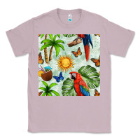 Lilac parrot in the sun seamless pattern Classic Tee - BundleAndBundleShop