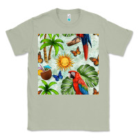 Matcha parrot in the sun seamless pattern Classic Tee - BundleAndBundleShop