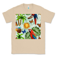 Mushroom parrot in the sun seamless pattern Classic Tee - BundleAndBundleShop