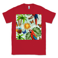 Red parrot in the sun seamless pattern Classic Tee - BundleAndBundleShop