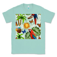 Seafoam parrot in the sun seamless pattern Classic Tee - BundleAndBundleShop