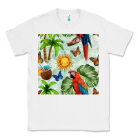 White parrot in the sun seamless pattern Classic Tee - BundleAndBundleShop