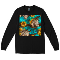 Black appaloosa horses and sunflowers seamless pattern Long Sleeve Tee - BundleAndBundleShop