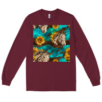 Burgundy appaloosa horses and sunflowers seamless pattern Long Sleeve Tee - BundleAndBundleShop