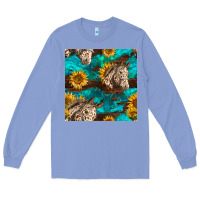 Colony Blue appaloosa horses and sunflowers seamless pattern Long Sleeve Tee - BundleAndBundleShop