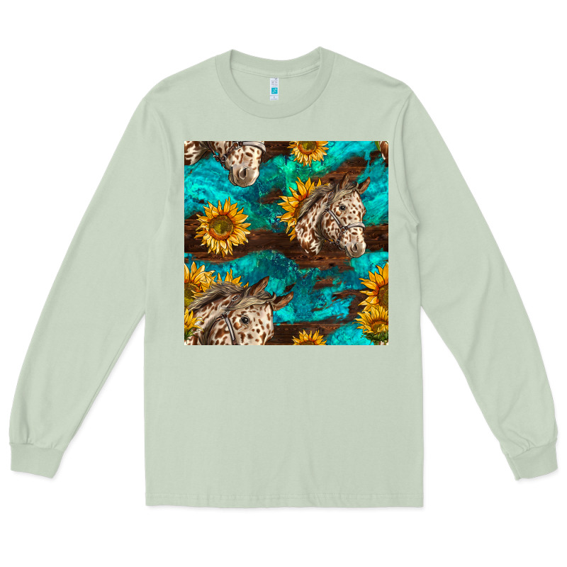 Appaloosa Horses And Sunflowers Seamless Pattern Long Sleeve Tee by BundleAndBundleShop | Teevron