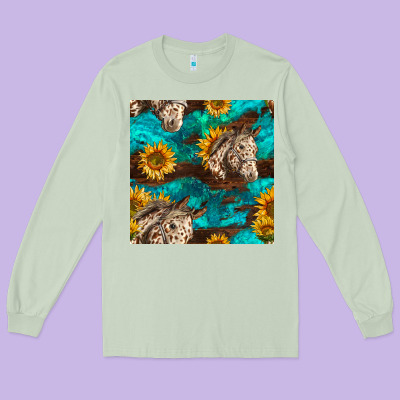 Appaloosa Horses And Sunflowers Seamless Pattern Long Sleeve Tee Designed By Bundleandbundleshop