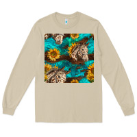 Mushroom appaloosa horses and sunflowers seamless pattern Long Sleeve Tee - BundleAndBundleShop