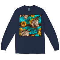 Navy appaloosa horses and sunflowers seamless pattern Long Sleeve Tee - BundleAndBundleShop