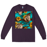 Plum appaloosa horses and sunflowers seamless pattern Long Sleeve Tee - BundleAndBundleShop