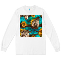 White appaloosa horses and sunflowers seamless pattern Long Sleeve Tee - BundleAndBundleShop