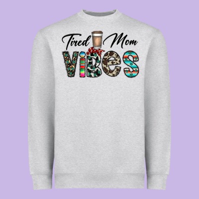 Tired Mom Vibes Heavyweight Sweatshirt Designed By Cowhidedigitalart
