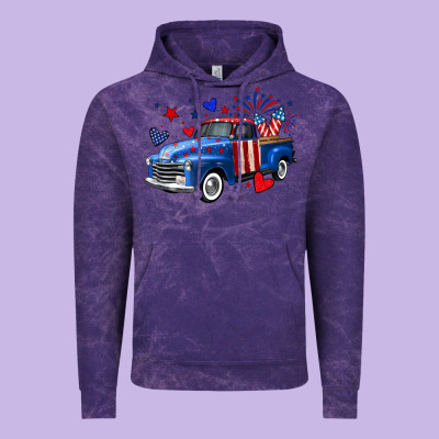 4th Of July American Flag Truck Vintage Hoodie Designed By Neo Western