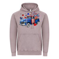 Vintage Zinc 4th of July American flag truck Vintage Hoodie - Neo Western