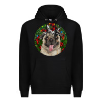 Black Christmas Pug With Buffalo Plaid Premium Hoodie - RanaPortraitStore