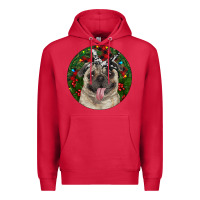 Cardinal Christmas Pug With Buffalo Plaid Premium Hoodie - RanaPortraitStore