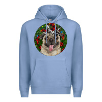 Colony Blue Christmas Pug With Buffalo Plaid Premium Hoodie - RanaPortraitStore