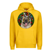 Lemon Christmas Pug With Buffalo Plaid Premium Hoodie - RanaPortraitStore