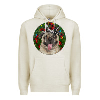 Oatmeal Heather Christmas Pug With Buffalo Plaid Premium Hoodie - RanaPortraitStore