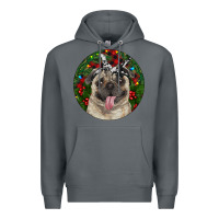 Rock Christmas Pug With Buffalo Plaid Premium Hoodie - RanaPortraitStore