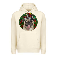 Sandshell Christmas Pug With Buffalo Plaid Premium Hoodie - RanaPortraitStore