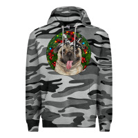 Slate Camo Christmas Pug With Buffalo Plaid Premium Hoodie - RanaPortraitStore