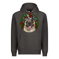 Smoke Christmas Pug With Buffalo Plaid Premium Hoodie - RanaPortraitStore