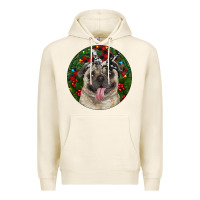 Tofu Christmas Pug With Buffalo Plaid Premium Hoodie - RanaPortraitStore