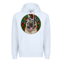 White Christmas Pug With Buffalo Plaid Premium Hoodie - RanaPortraitStore