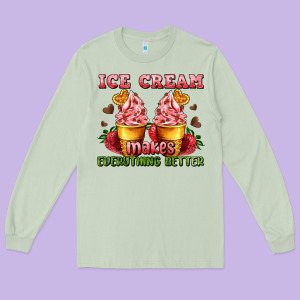 Ice Cream Makes Everything Better Long Sleeve Tee Designed By Adodesignshop