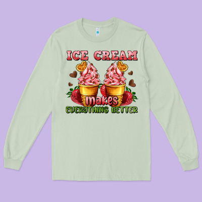 Ice Cream Makes Everything Better Long Sleeve Tee Designed By Adodesignshop
