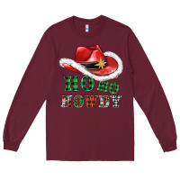 Burgundy ho ho howdy christmas hat Long Sleeve Tee - AdoDesignShop